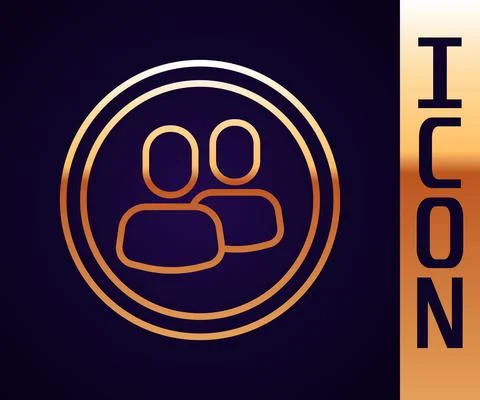 Gold line Project team base icon isolated on black background. Business analysis 스톡 일러스트