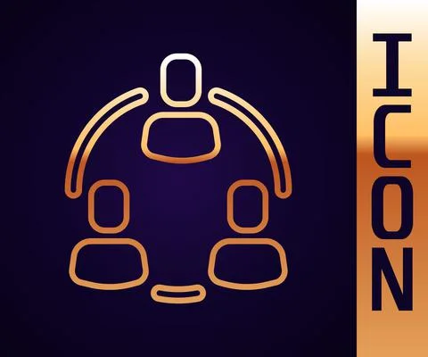 Gold line Project team base icon isolated on black background. Business analysis Stock Illustration