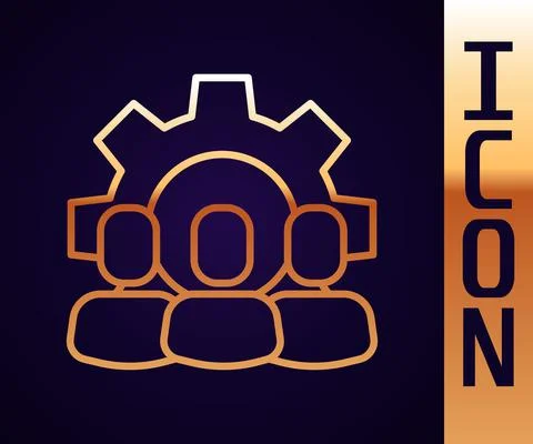 Gold line Project team base icon isolated on black background. Business analysis 스톡 일러스트