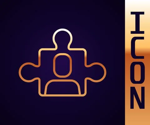 Gold line Project team base icon isolated on black background. Business analysis イラスト素材