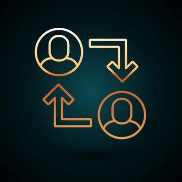 Gold line Project team base icon isolated on dark blue background. Business Illustrazione stock