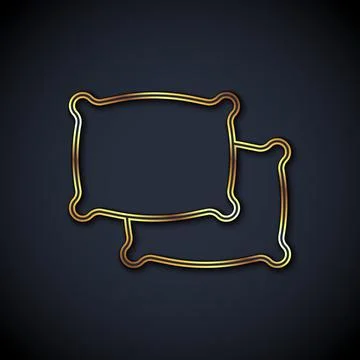 Gold line Rectangular pillow icon isolated on black background. Cushion sign イラスト素材