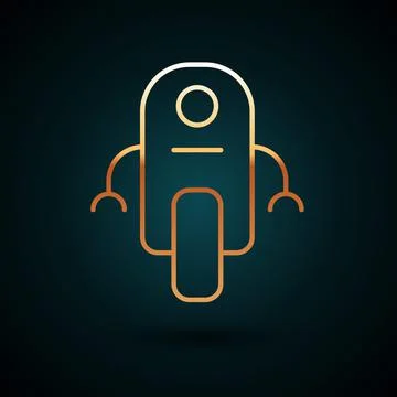 Gold line Robot icon isolated on dark blue background. Artificial intelligence Stock Illustration