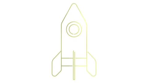Gold line rocket white Stock Footage 281730025