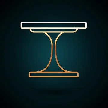 Gold line Round table icon isolated on dark blue background. Vector Stock Illustration