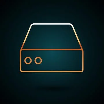 Gold line Server, Data, Web Hosting icon isolated on dark blue background Illustrazione stock