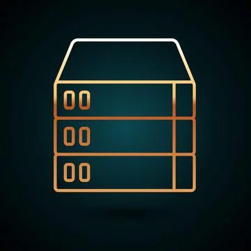 Gold line Server, Data, Web Hosting icon isolated on dark blue background Illustrazione stock