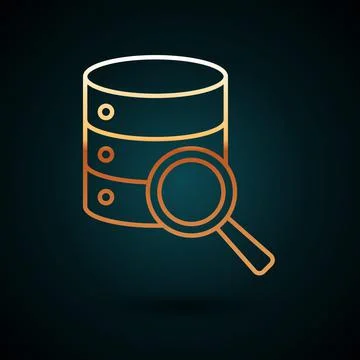 Gold line Server, Data, Web Hosting icon isolated on dark blue background Illustrazione stock