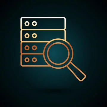 Gold line Server, Data, Web Hosting icon isolated on dark blue background Illustrazione stock