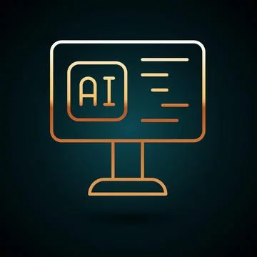 Gold line Software, web developer programming code icon isolated on dark blue Stock Illustration