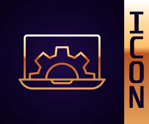 Gold line Software, web development, programming concept icon isolated on black Stock Illustration