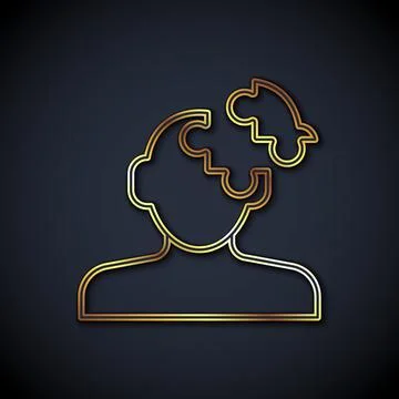 Gold line Solution to the problem in psychology icon isolated on black Stock Illustration