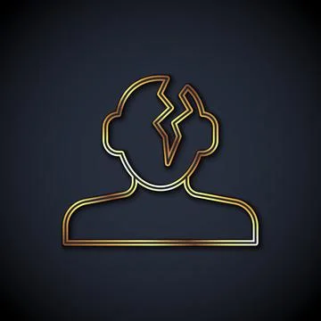 Gold line Solution to the problem in psychology icon isolated on black 스톡 일러스트