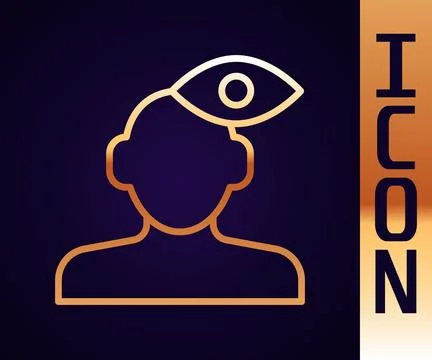 Gold line Solution to the problem in psychology icon isolated on black Illustrazione stock