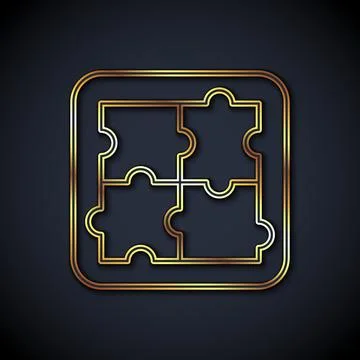 Gold line Solution to the problem in psychology icon isolated on black backgr Illustrazione stock