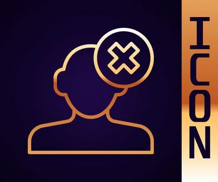 Gold line Solution to the problem in psychology icon isolated on black Illustrazione stock