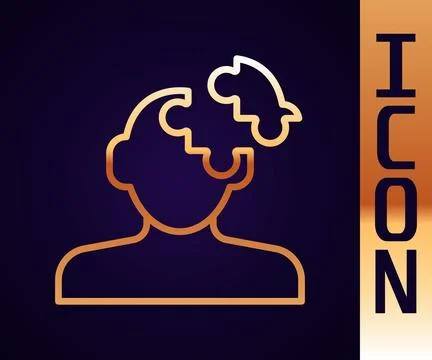 Gold line Solution to the problem in psychology icon isolated on black Illustrazione stock