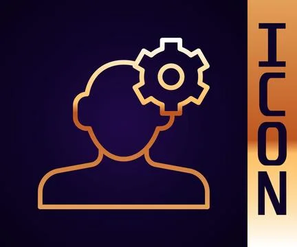 Gold line Solution to the problem in psychology icon isolated on black Stock Illustration