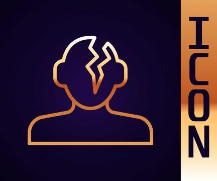 Gold line Solution to the problem in psychology icon isolated on black back.. Stock Illustration