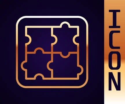 Gold line Solution to the problem in psychology icon isolated on black back.. Illustrazione stock