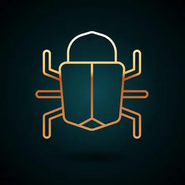 Gold line System bug concept icon isolated on dark blue background. Code bug Stock Illustration