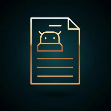 Gold line Technical specification icon isolated on dark blue background Stock Illustration