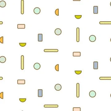 Gold line thin sphere shapes geometric seamless vector pattern. Stock Illustration