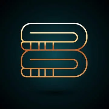 Gold line Towel stack icon isolated on dark blue background. Vector 스톡 일러스트