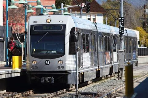 Gold line train Stock Photos