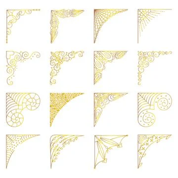 Gold line vector refined corner set Illustration