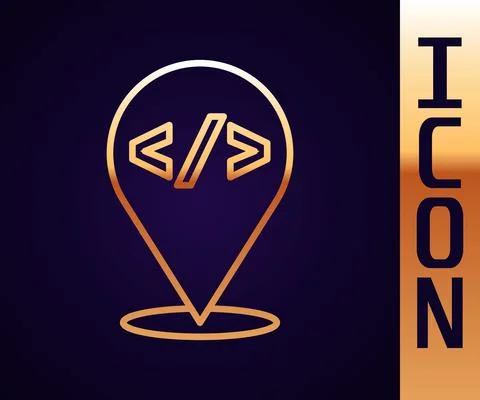 Gold line Web design and front end development icon isolated on black background Stock Illustration