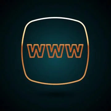 Gold line Website template icon isolated on dark blue background. Internet Ilustración de archivo