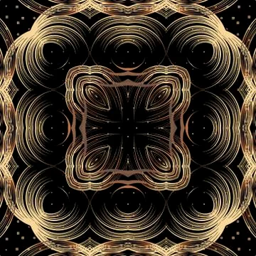 Gold lines 3d seamless pattern. Floral vector half tone background. Line art  Stock Illustration