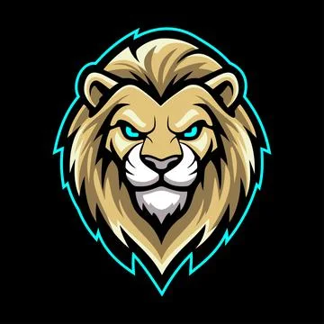 Gold Lion Character Mascot e-Sport Logo Vector Template Illustrazione stock