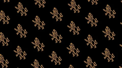 Gold lion king seamless pattern looping animation Stock Footage 339294255