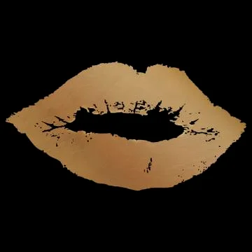 Gold Lips on Black Background 스톡 일러스트