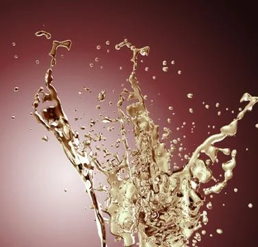 Gold liquid on red background Stock Illustration