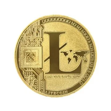 Gold litecoin isolated on white background. Stock Illustration
