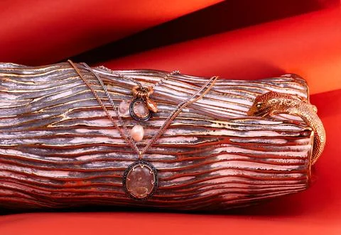 Gold lizard statement bracelet Stock Photos