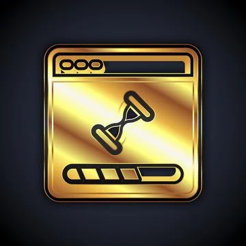 Gold Loading a data window with a progress bar icon isolated on black background Illustrazione stock