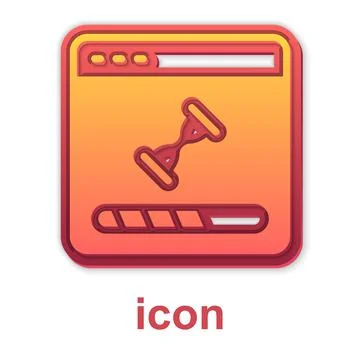 Gold Loading a data window with a progress bar icon isolated on white background Illustrazione stock