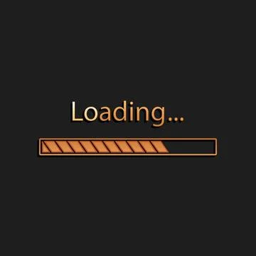 Gold Loading icon isolated on black background. Progress bar icon. Long shadow Stock Illustration