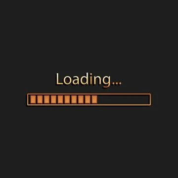 Gold Loading icon isolated on black background. Progress bar icon. Long shadow Stock Illustration