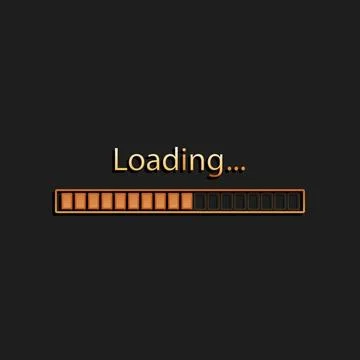 Gold Loading icon isolated on black background. Progress bar icon. Long shadow Stock Illustration