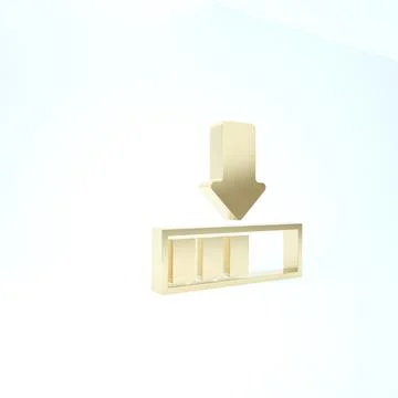 Gold Loading icon isolated on white background. Download in progress. Progres Ilustración de archivo