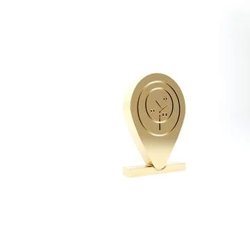 Gold Location and tree icon isolated on white background. 3d illustration 3D  스톡 일러스트