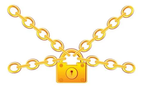 Gold lock in chain Stock Illustration