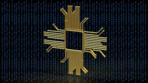 The Gold Logic for Technology concept 3d Rendering. Stock Illustration