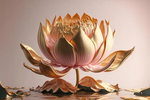 Gold lotus isolate in pink background Stock Illustration