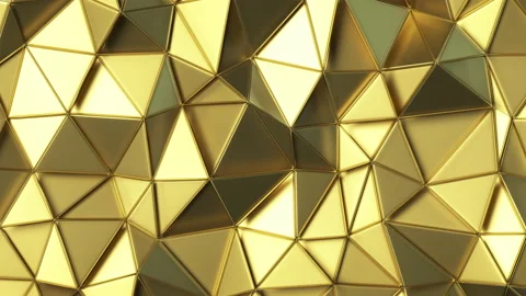 Gold low poly geometric background seamless loop 3D render animation Stock Footage 218340135